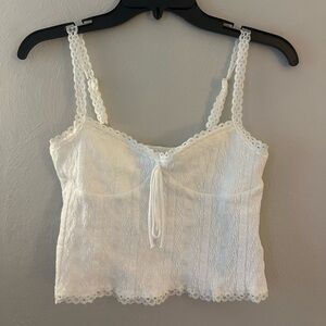 Edikted White Lacey Knit Tank Top